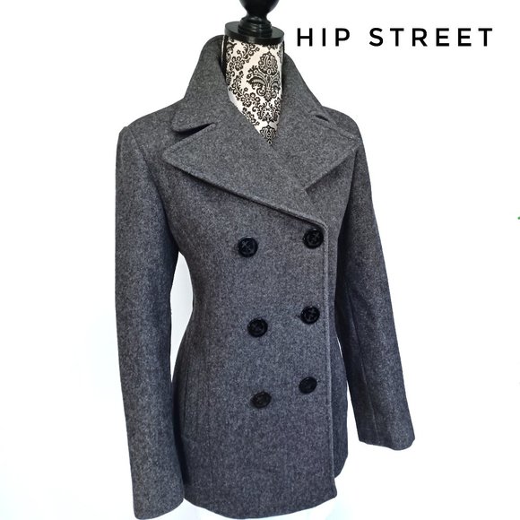 ANNE KLEIN Wool Blend Double Breasted Pea Coat M - Picture 1 of 6